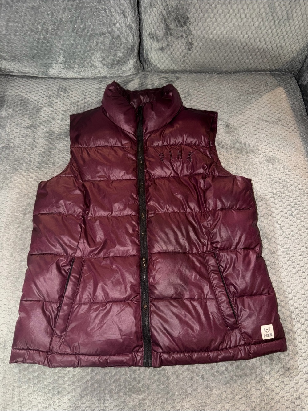 PINK Victoria's Secret Girls Quilted Puffer Vest - Maroon